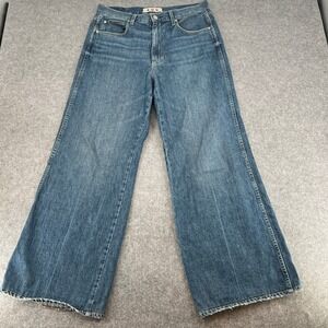 AMO Jeans Men 31 Frida Flare Blue High Rise Wide Leg Denim EUC